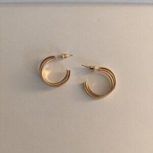 Gold Tone Triple Hoop Earrings